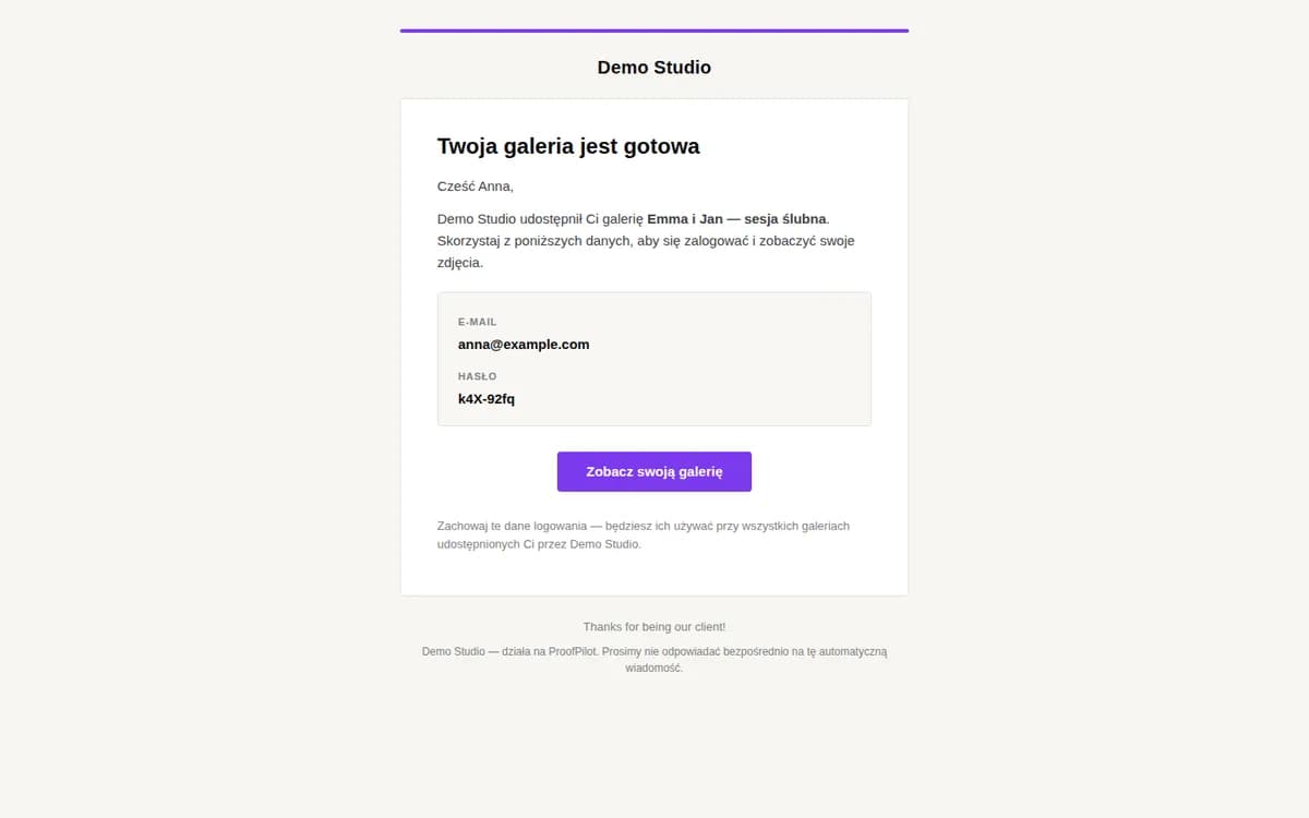 Ustawienia w panelu ProofPilot z podglądem na żywo