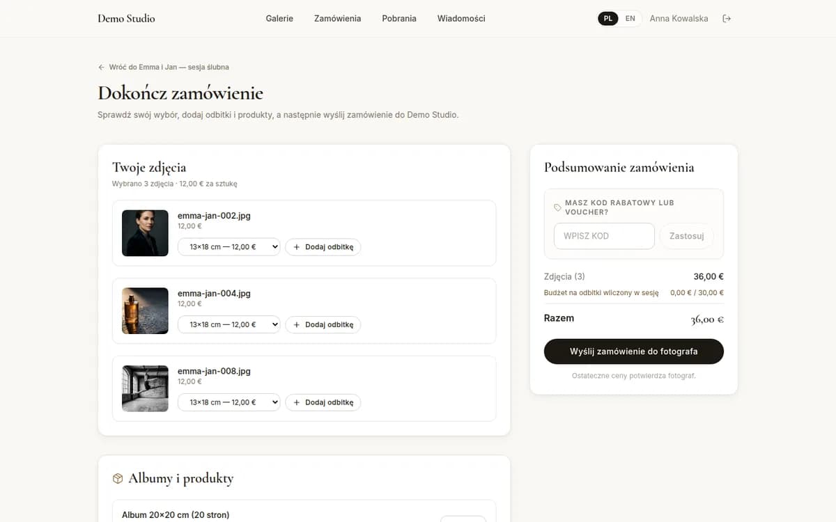 Sprzedaż zdjęć i odbitek